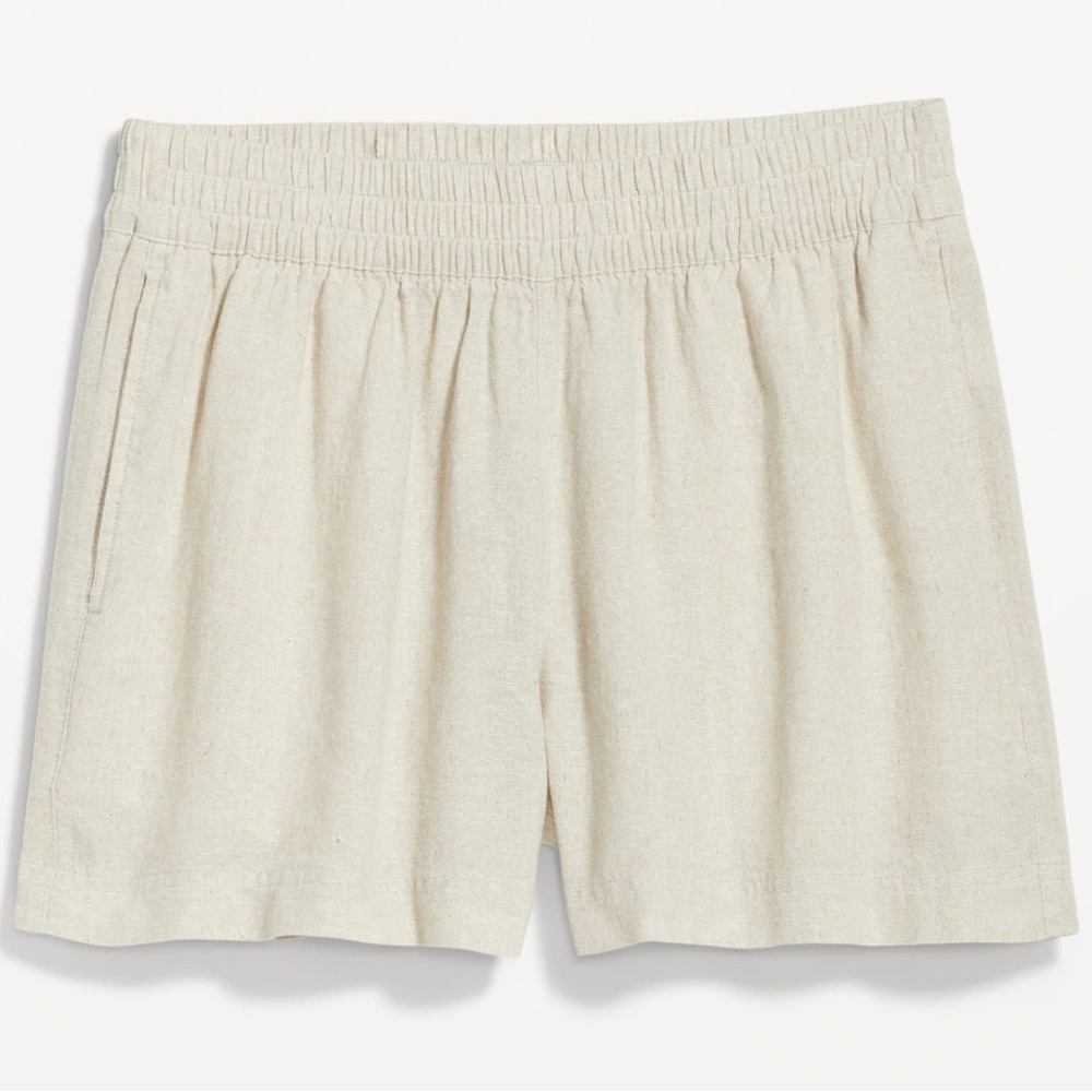 2/$40 Old Navy Chic Beige Linen Blend High-Rise 3.5” Inseam Shorts NEW NWT